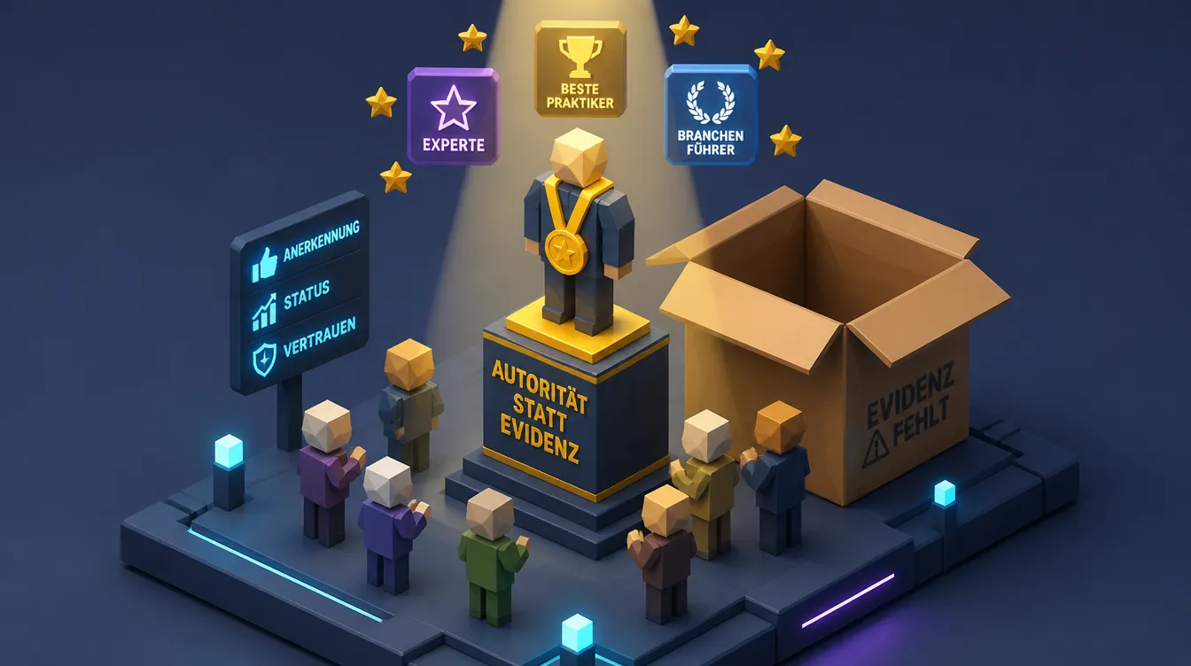 Low-Poly-Diorama: Figur auf Podest mit Medaille wird bewundert, während die Kiste mit Belegen daneben leer ist.